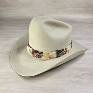 Lariat Western 5X 5 XXXXX Beaver Quality Cowboy Hat Feather Band Size 7 1/4